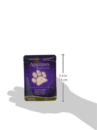 Applaws 100% Natural Wet Cat Food Pouch, Chicken with Wild Rice in Broth 70 g Pouches (Pack of 12)