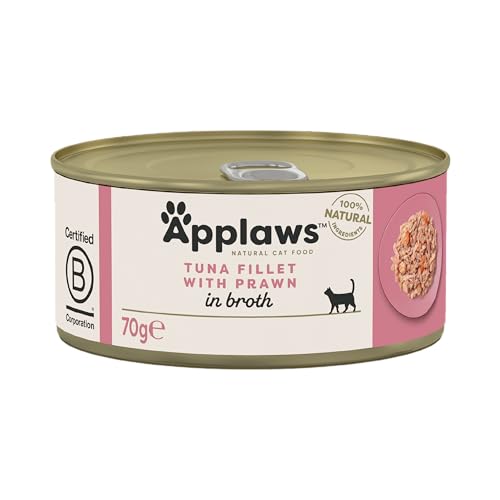 Applaws 100% Natural Wet Cat Food, Tuna Fillet with Prawn, 156g (Pack of 24)