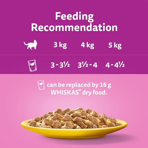 WHISKAS - 7+ أكياس طعام رطب للقطط الكبيرة - 120 × 85 جم - في هلام - عبوة طعام قطط كبيرة - 120 كيسًا