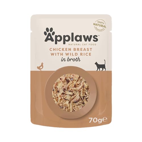 Applaws 100% Natural Wet Cat Food Pouch, Chicken with Wild Rice in Broth 70 g Pouches (Pack of 12)