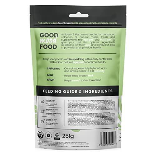 Pooch & Mutt - Superfood Dog Dental Sticks, Spirulina And Mint Flavour Dog Dental Chew, 1 pack of 7 sticks