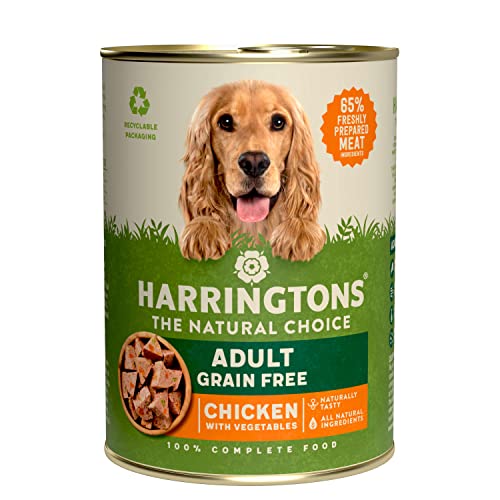 طعام الكلاب البالغة من Harringtons Complete Wet Can Grain Free Hypoallergenic Chicken &amp; Veg 6x400g - مصنوع من مكونات طبيعية بالكامل