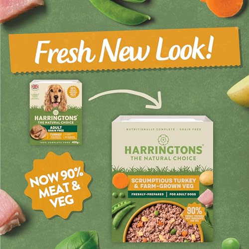 Harringtons Complete Wet Tray Grain Free Hypoallergenic Adult Dog Food Turkey & Potato 8x400g - Made with All Natural Ingredients