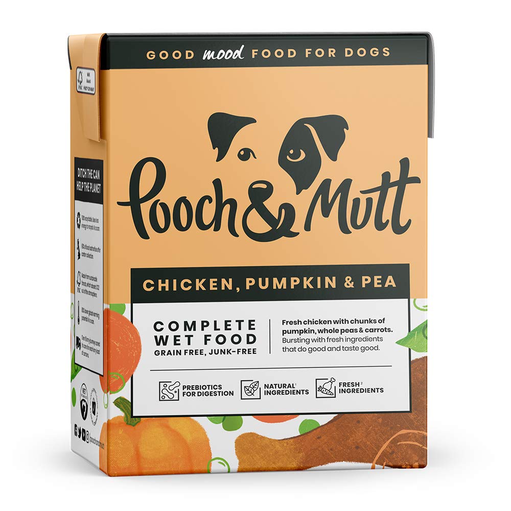 Pooch & Mutt - Chicken, Pumpkin & Pea Pack of Complete Wet Dog Food, Dry Dog Food Topper, 12x375g