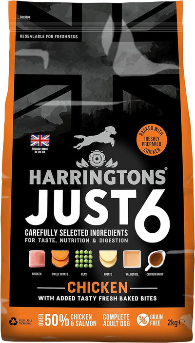 Harringtons Just 6 Complete Grain Free Hypoallergenic Salmon & Veg Wet Adult Dog Food 380g (Pack of 8) - In A Tasty Gravy