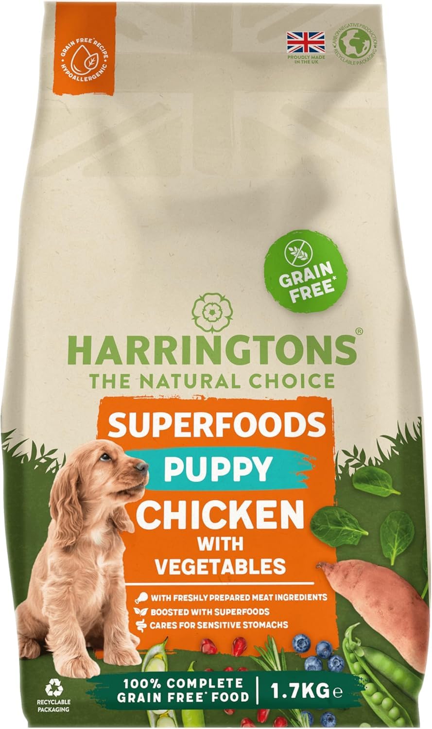 Harringtons Superfoods Complete Grain Free Hypoallergenic Salmon with Veg Dry Adult Dog Food 12kg - Made with All Natural Ingredients