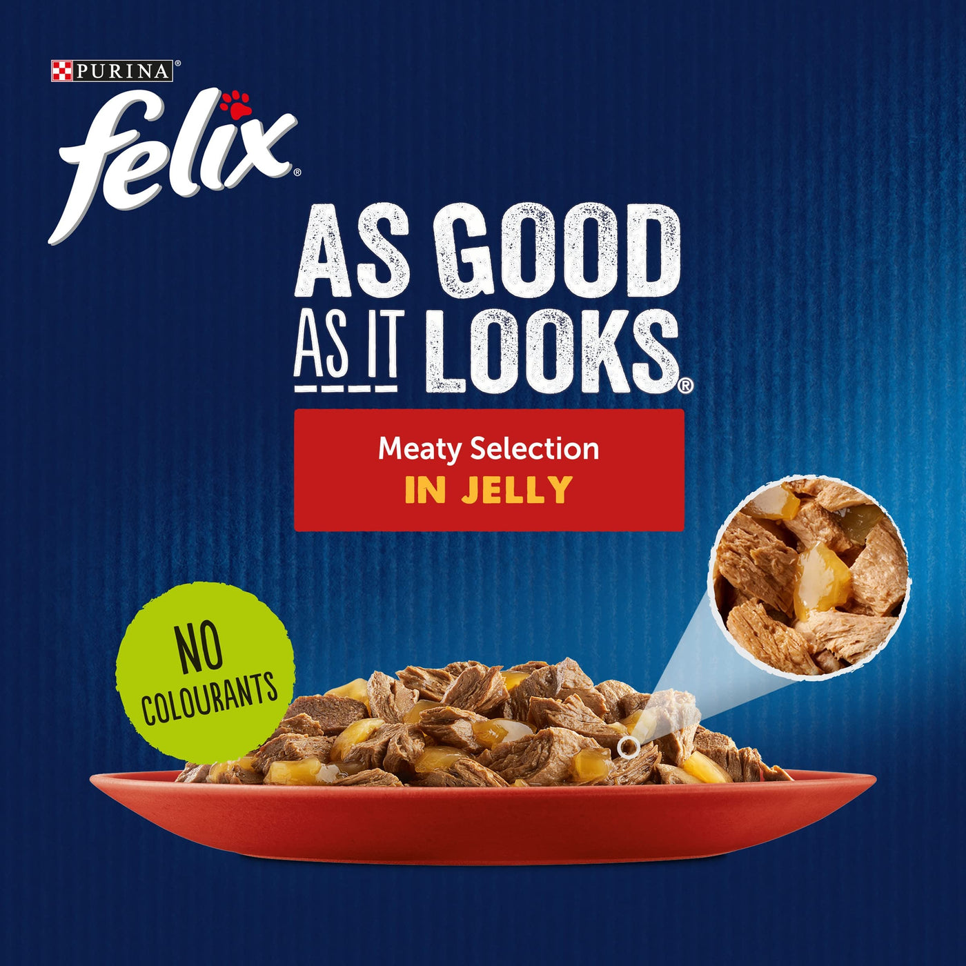 FELIX AS GOOD AS IT LOOKS Meaty Selection in Jelly with beef, with chicken, with lamb, with ham Wet Cat Food Pouch 12x100g, Pack of 4