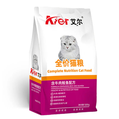 Aier cat food deep sea fish flavor adult cat kitten full price general beef salmon 500g bag