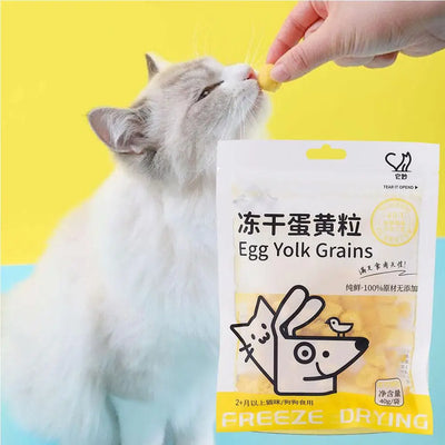 40g Freeze Dried Egg Yolk Granules Beautify Smoothing Freeze-dried Snacks To Safe Healthy Cat Hair Pets Food Cat Pet