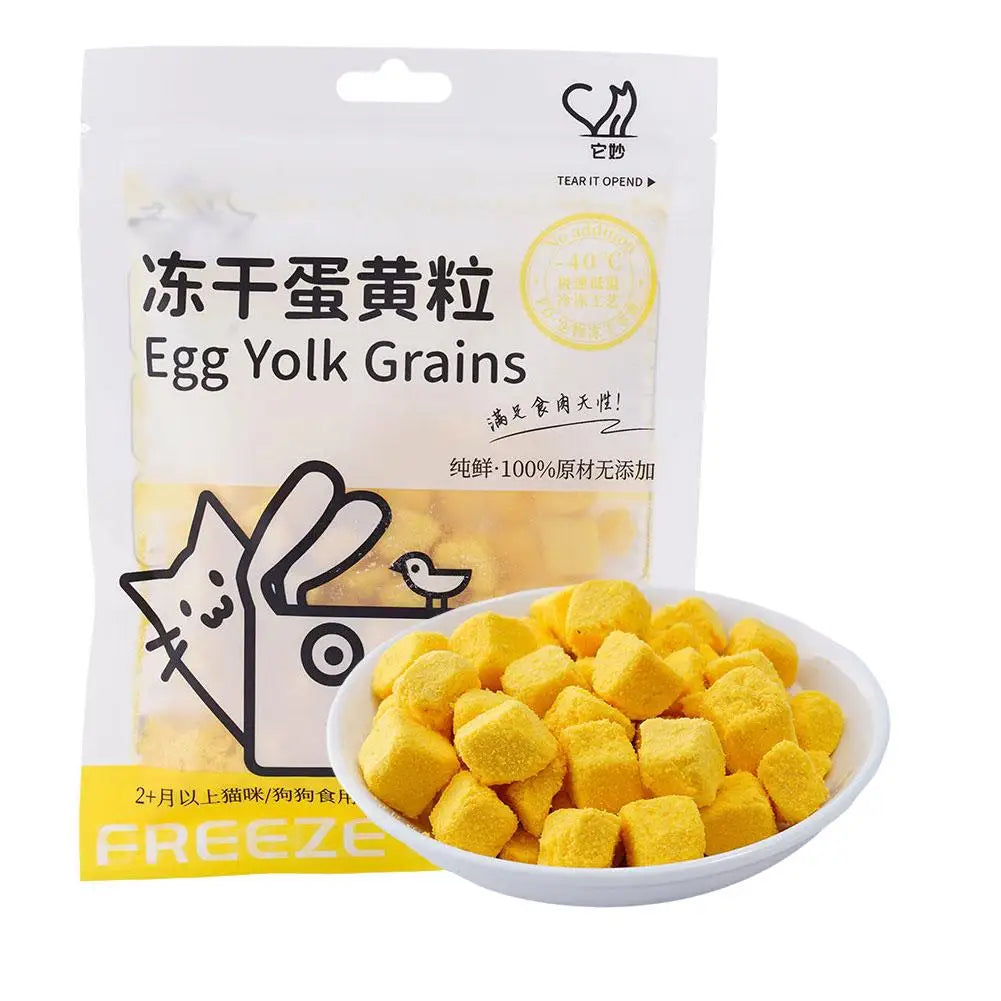 40g Freeze Dried Egg Yolk Granules Beautify Smoothing Freeze-dried Snacks To Safe Healthy Cat Hair Pets Food Cat Pet