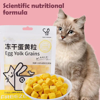 40g Freeze Dried Egg Yolk Granules Beautify Smoothing Freeze-dried Snacks To Safe Healthy Cat Hair Pets Food Cat Pet