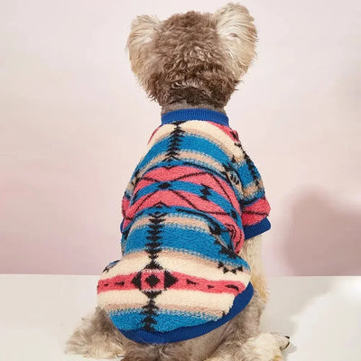 Autumn and Winter Cat and Dog Clothes Cute Striped Plush Polyester Sweatshirt Pet Clothes Durable Stain-resistant Pet Sweats