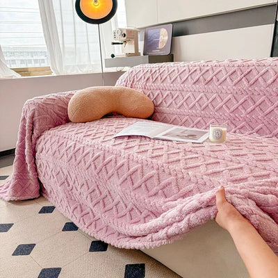 Super Warm Blanket for Sofa Coral Fleece Sofa Blanket Towel for Winter Soft Thick Couch Cover for Living Room 1/2/3/4 Sofa Cover