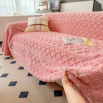 Super Warm Blanket for Sofa Coral Fleece Sofa Blanket Towel for Winter Soft Thick Couch Cover for Living Room 1/2/3/4 Sofa Cover