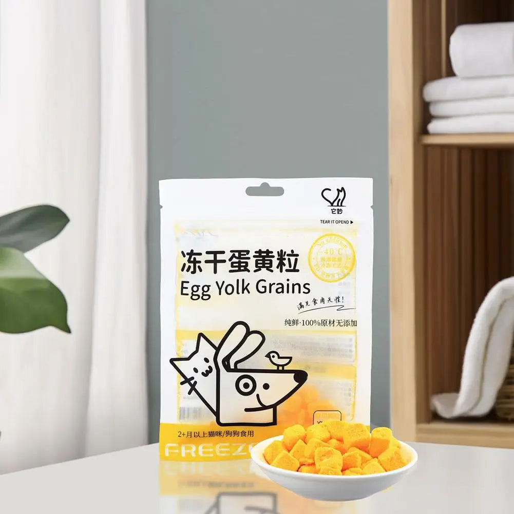 40g Freeze Dried Egg Yolk Granules Beautify Smoothing Freeze-dried Snacks To Safe Healthy Cat Hair Pets Food Cat Pet