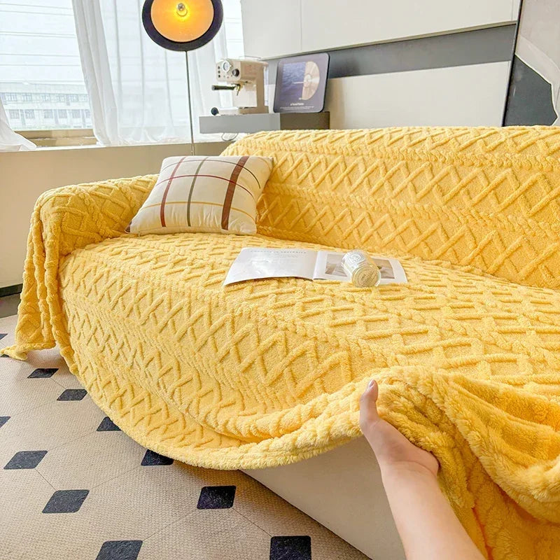 Super Warm Blanket for Sofa Coral Fleece Sofa Blanket Towel for Winter Soft Thick Couch Cover for Living Room 1/2/3/4 Sofa Cover