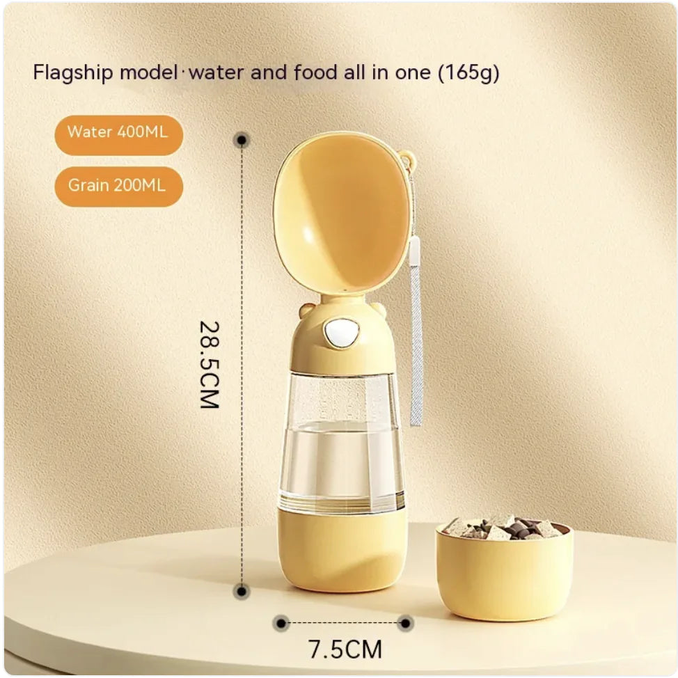 زجاجة مياه محمولة للكلاب ومغذية للحيوانات الأليفة، وموزع مياه للسفر ووعاء